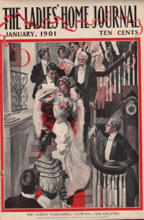 ORIGINAL VINTAGE MAGAZINE COVER: Ladie's Home Journal January 1901 - New Year's celebrationby: George Gibbs (Illust.)