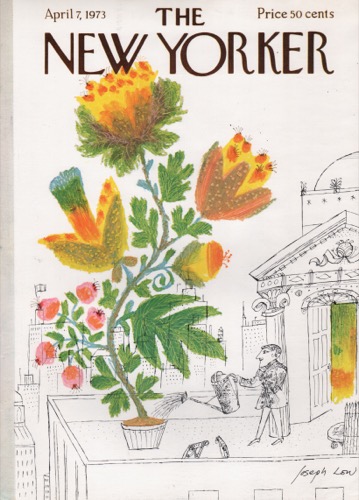 ORIGINAL VINTAGE MAGAZINE COVER: New Yorker April 7 1973 - Penthouse plantby: Joseph Low (Illust.)