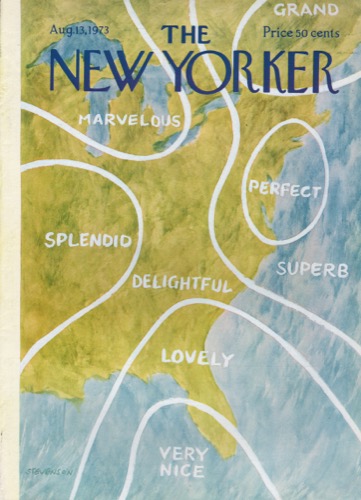 ORIGINAL VINTAGE MAGAZINE COVER: New Yorker Aug. 13 1973 - weather mapby: James Stevenson (Illust.)