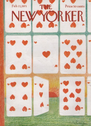 ORIGINAL VINTAGE MAGAZINE COVER: New Yorker Feb. 13 1971 Hearts fullby: Andre Francois (Illust.)