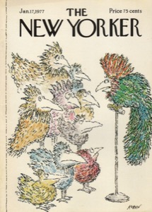 ORIGINAL VINTAGE MAGAZINE COVER: New Yorker Jan. 17 1977 - Lecturing birdby: Ed Koren (Illust.)