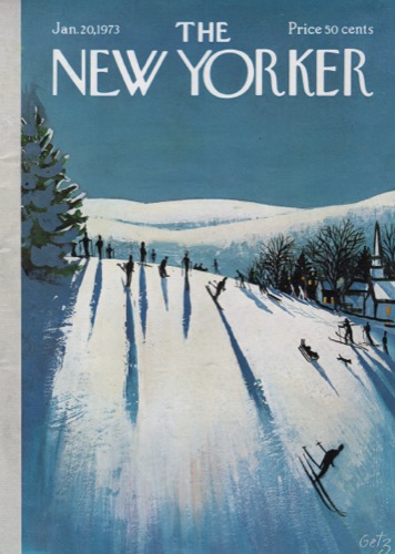 ORIGINAL VINTAGE MAGAZINE COVER: New Yorker Jan. 20 1973 - Skiers on slopeby: Arthur Getz (Illust.)
