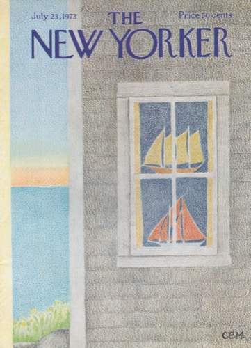 ORIGINAL VINTAGE MAGAZINE COVER: New Yorker July 23 1973 - sailboat modelsby: Charles E. Martin (Illust.)