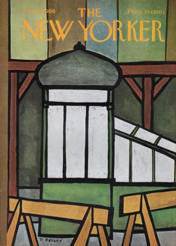 ORIGINAL VINTAGE MAGAZINE COVER: New Yorker July 30 1966 - subway enterenceby: Don Reilly (Illust.)
