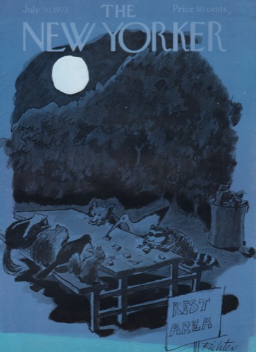 ORIGINAL VINTAGE MAGAZINE COVER: New Yorker July 30 1973 - Animals clean-upby: Misha Richter (Illust.)