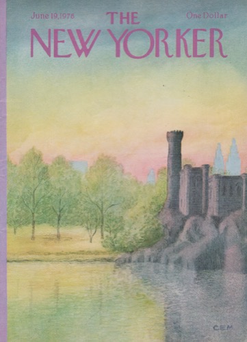 ORIGINAL VINTAGE MAGAZINE COVER: New Yorker June 19 1978 - Park lakeby: Charles E. Martin (Illust.)