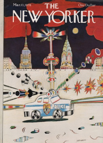 ORIGINAL VINTAGE MAGAZINE COVER: New Yorker Mar. 13 1978 - police carby: Saul Steinberg (Illust.)