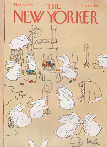 ORIGINAL VINTAGE MAGAZINE COVER: New Yorker Mar. 27 1978 - Easter Bunny shootby: Arnie Levin (Illust.)