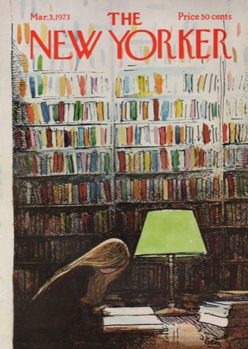 ORIGINAL VINTAGE MAGAZINE COVER: New Yorker Mar. 3 1973 Book shelvesby: Arthur Getz (Illust.)
