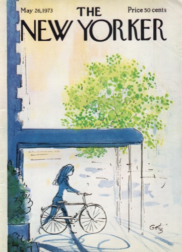 ORIGINAL VINTAGE MAGAZINE COVER: New Yorker May 26 1973 - Girl with bikeby: Arthur Getz (Illust.)