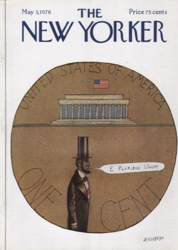 ORIGINAL VINTAGE MAGAZINE COVER: New Yorker May 3 1976 - Lincoln Pennyby: Saul Steinberg (Illust.)