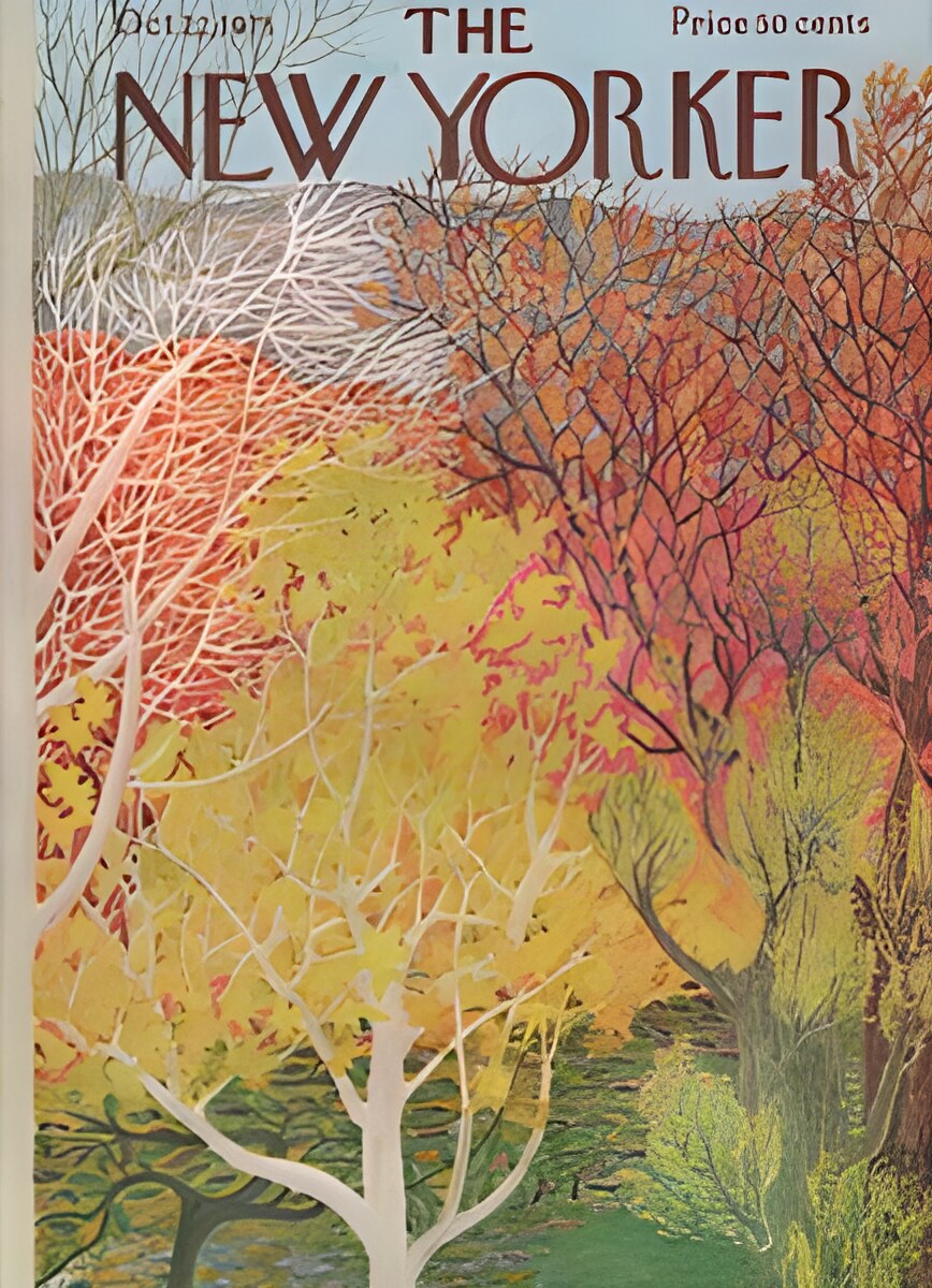 ORIGINAL VINTAGE MAGAZINE COVER: New Yorker Oct. 22 1973 - Fall foliageby: Ilonka Karasz (Illust.)