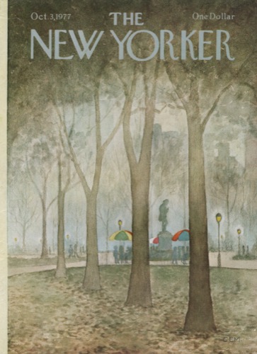 ORIGINAL VINTAGE MAGAZINE COVER: New Yorker Oct. 3 1977 - Trees in the parkby: Charles E. Martin (Illust.)