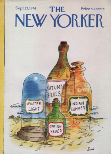 ORIGINAL VINTAGE MAGAZINE COVER: New Yorker Sept. 23 1974 - Seasons bottledby: Suares (Illust.)