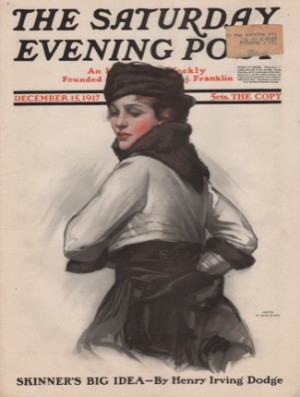 ORIGINAL VINTAGE MAGAZINE COVER: Saturday Evening Post - December 15 1917 - Winter fashionby: Neysa McMein (Illust.)