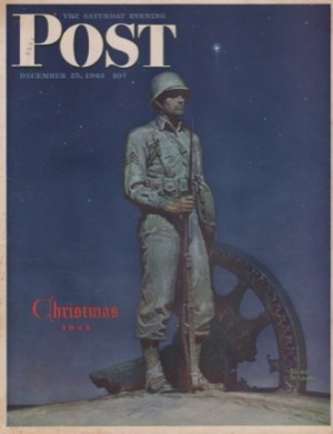 ORIGINAL VINTAGE MAGAZINE COVER: Saturday Evening Post - December 25 1943 -Christmas 1943by: Meaf Schaeffer (Illust.)