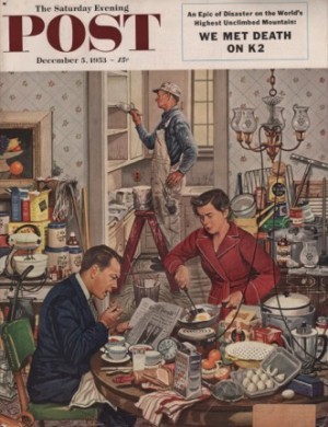 ORIGINAL VINTAGE MAGAZINE COVER: Saturday Evening Post- December 5, 1953 - Redecoratingby: Stevan Dohanos 9Illust.)
