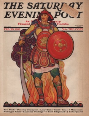 ORIGINAL VINTAGE MAGAZINE COVER: Saturday Evening Post -  February 20, 1932 - Shogun Warriorby: H. J. Soulen (Illust.)
