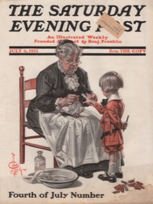 ORIGINAL VINTAGE MAGAZINE COVER: Saturday Evening Post July 6 1912 - Firecracker injuryby: J. C. Leyendecker (Illust.)