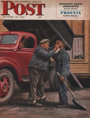 ORIGINAL VINTAGE MAGAZINE COVER: Saturday Evening Post - October 18 1947 - Delivering Coalby: Stevan Dohanos (Illust.)