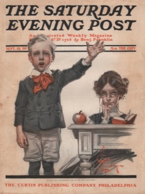 ORIGINAL VINTAGE MAGAZINE COVER: Saturday Evening Post September 18 1909 - Teacher's Petby: J. C. Leyendecker (Illust.)