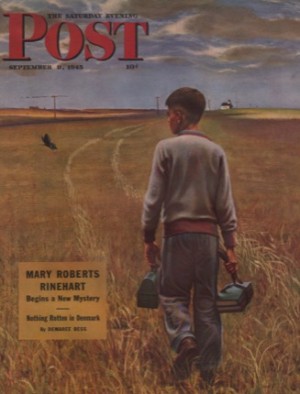 ORIGINAL VINTAGE MAGAZINE COVER: Saturday Evening Post - September 8 1945 Heading back to schoolby: John Falter (Illust.)