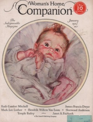 ORIGINAL VINTAGE MAGAZINE COVER: Woman's Home Companion  January 1927 - Baby Faceby: Maud Tousey Fangel (Illust.)