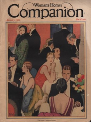 ORIGINAL VINTAGE MAGAZINE COVER: Woman's Home Companion January 1931 -Posh diningby: Jay Hyde Barnum (Illust.)