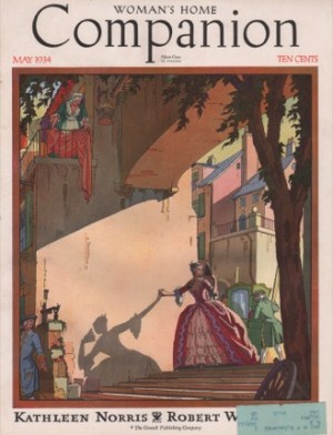 ORIGINAL VINTAGE MAGAZINE COVER: Woman's Home Companion May 1934 - Lovers rondezvousby: T.M. Cleland (Illust.)