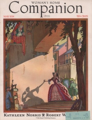 ORIGINAL VINTAGE MAGAZINE COVER: Woman's Home Companion May 1934 - Lovers rondezvousby: T.M. Cleland (Illust.)