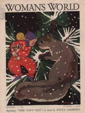 ORIGINAL VINTAGE MAGAZINE COVER: Woman's World November 1938 - Squirrel versus elfby: Maginel Wright Barney (Illust.)