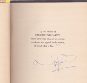 Present Indicative (SIGNED COPY)by: Coward, Noel