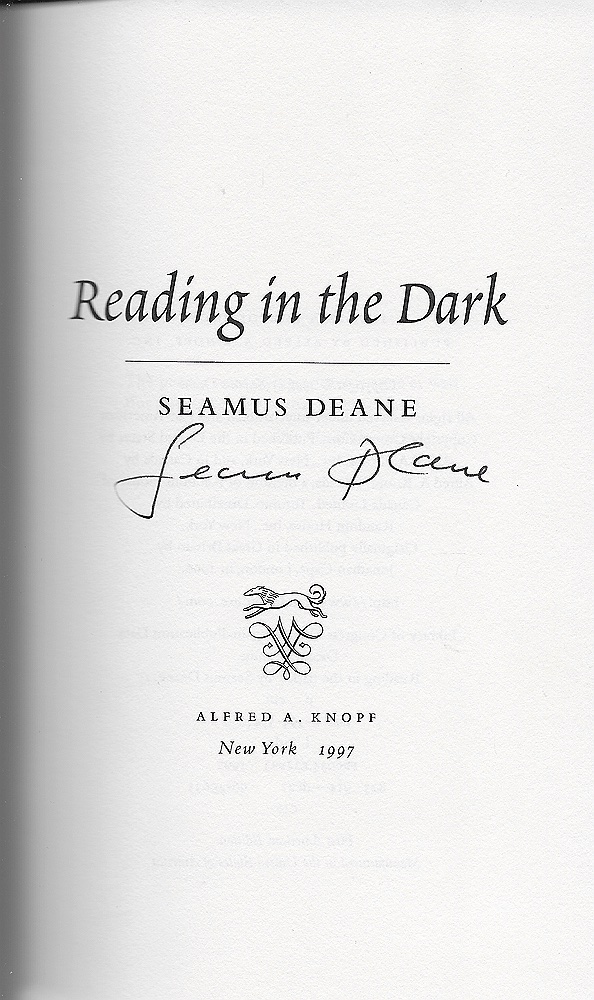 Reading in the Dark (SIGNED COPY)by: Deane, Seamus