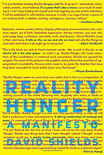 Reality Hunger - A Manifestoby: Shields, David 
