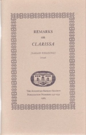 Remarks on Clarissa (1749)by: [Fielding, Sarah]