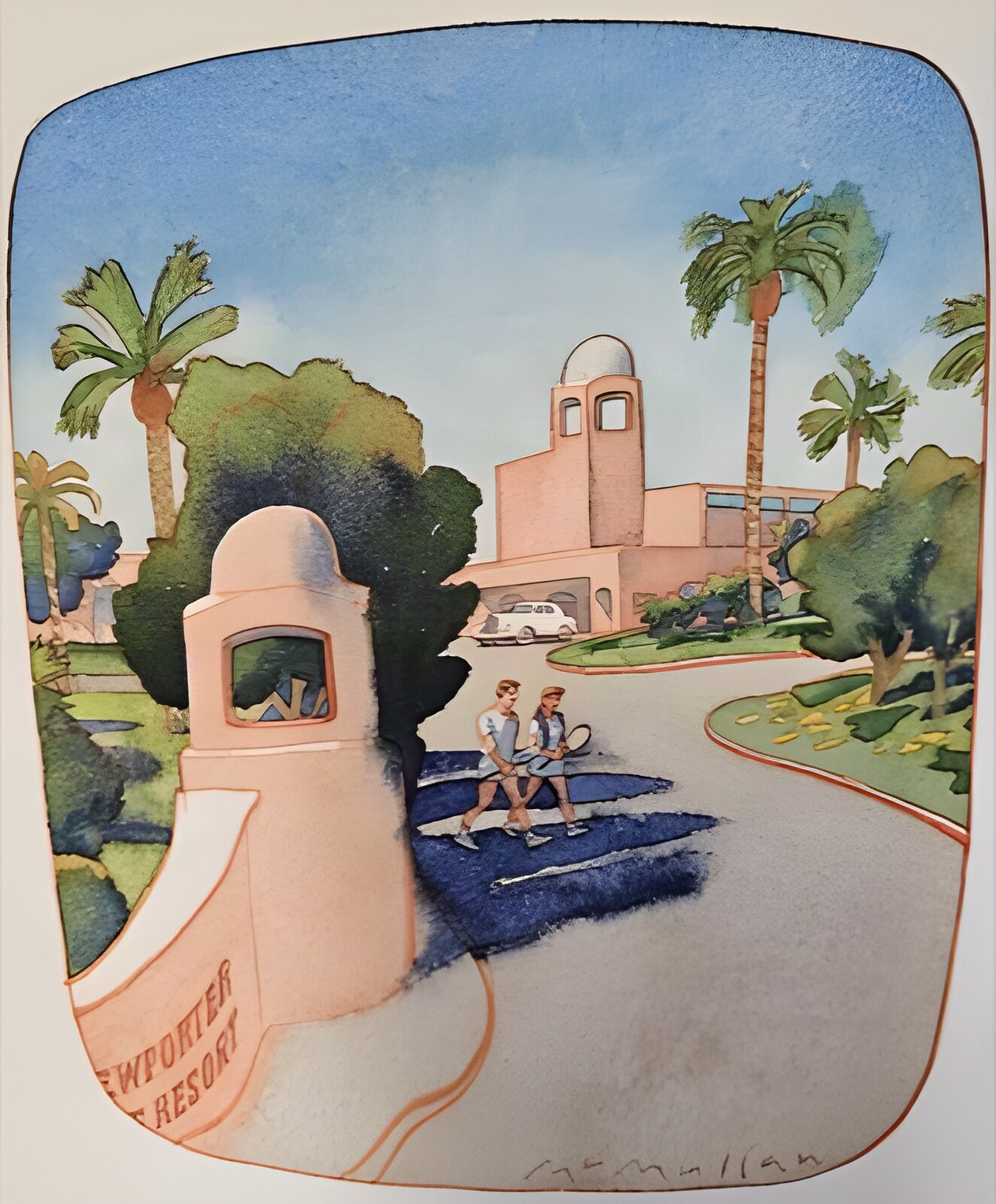 Resort Entrance (ORIGINAL WATERCOLOR ART) SIGNEDby: McMullan, James