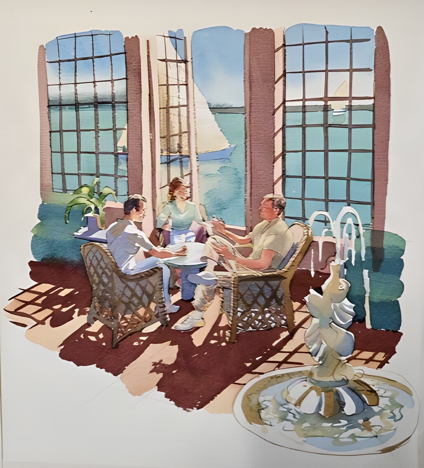 Resort Lobby (ORIGINAL WATERCOLOR ART)by: McMullan, James