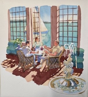 Resort Lobby (ORIGINAL WATERCOLOR ART)by: McMullan, James