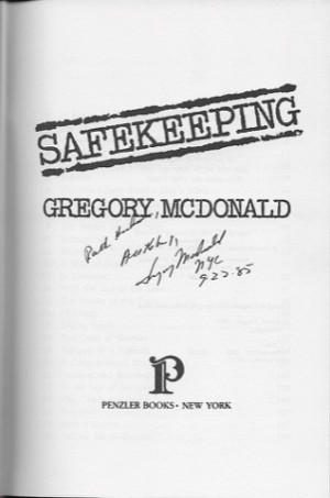 Safekeeping (SIGNED COPY)by: McDonald, Gregory