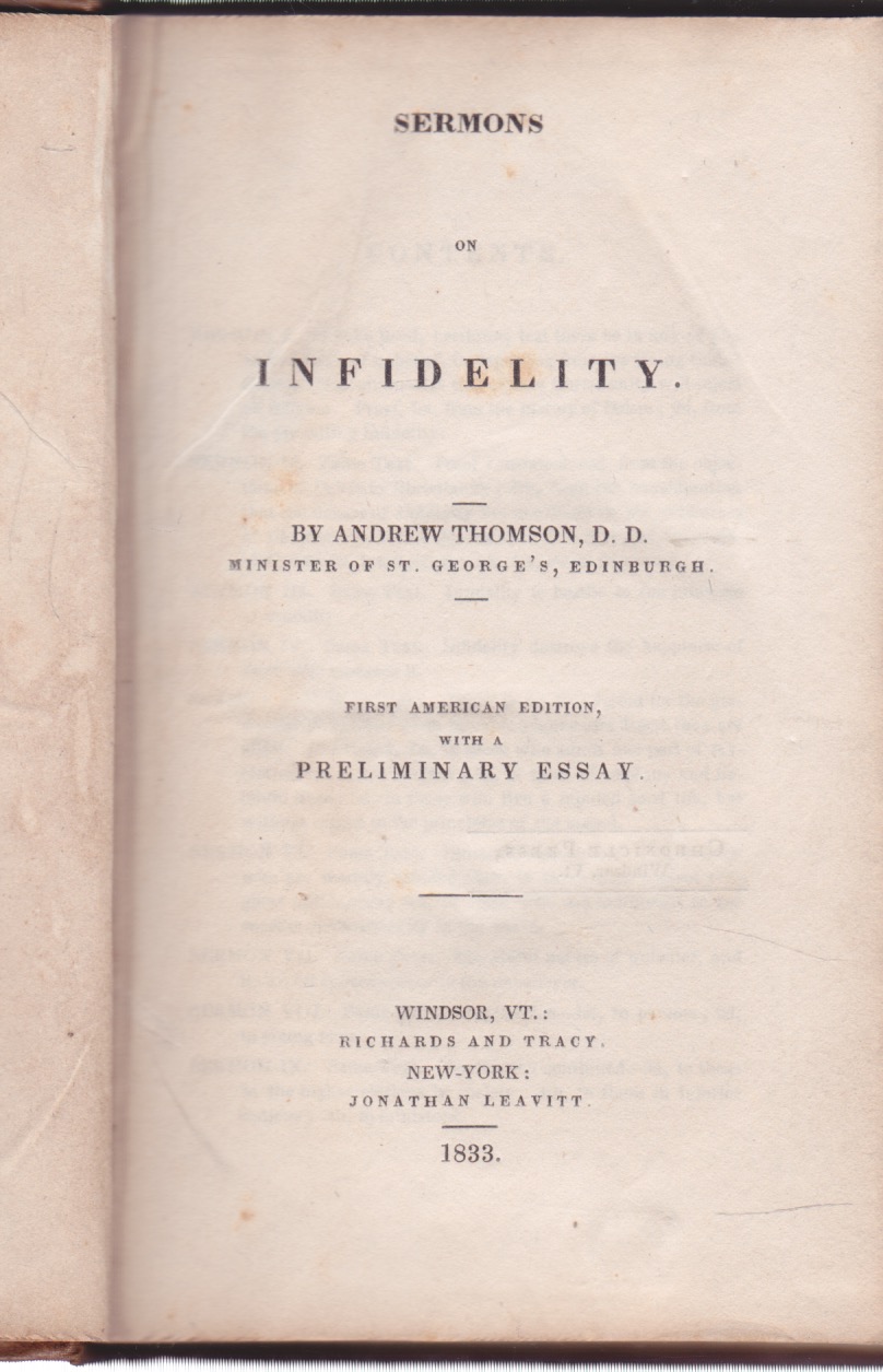 Sermons on Infidelity: First American Edition with a Preliminary Essayby: Thomson, Andrew