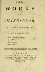 THE WORKS OF SHAKESPEAR (8 Volumes Complete)by: William Shakespeare/ William Warburton