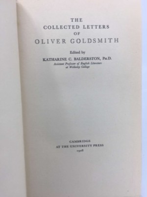 The Collected Letters of Oliver Goldsmithby: Goldsmith, Oliver ; Balderston, Katharine C. (ed.), BBP